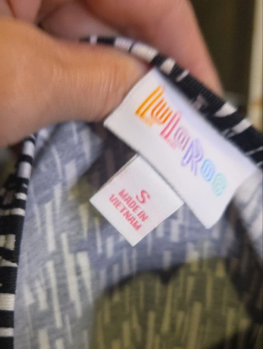 LuLaRoe Black and White Patterned A-Line Top